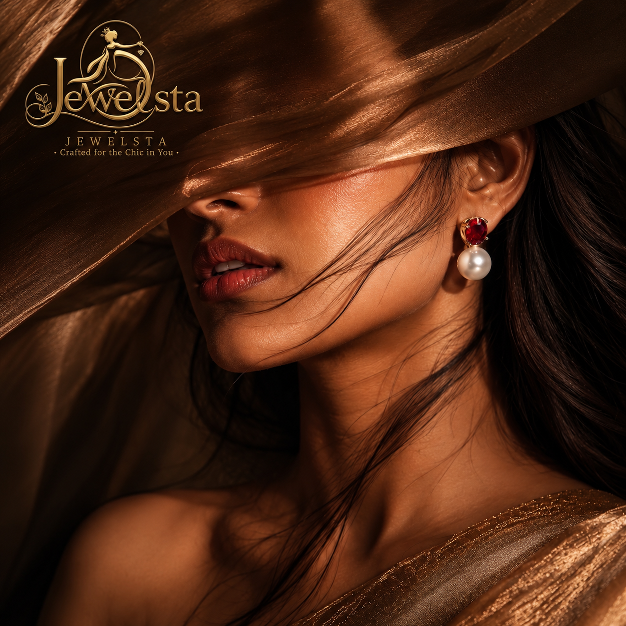 Jewelsta Ruby Pearl Elegance Stud Earrings - Image 3