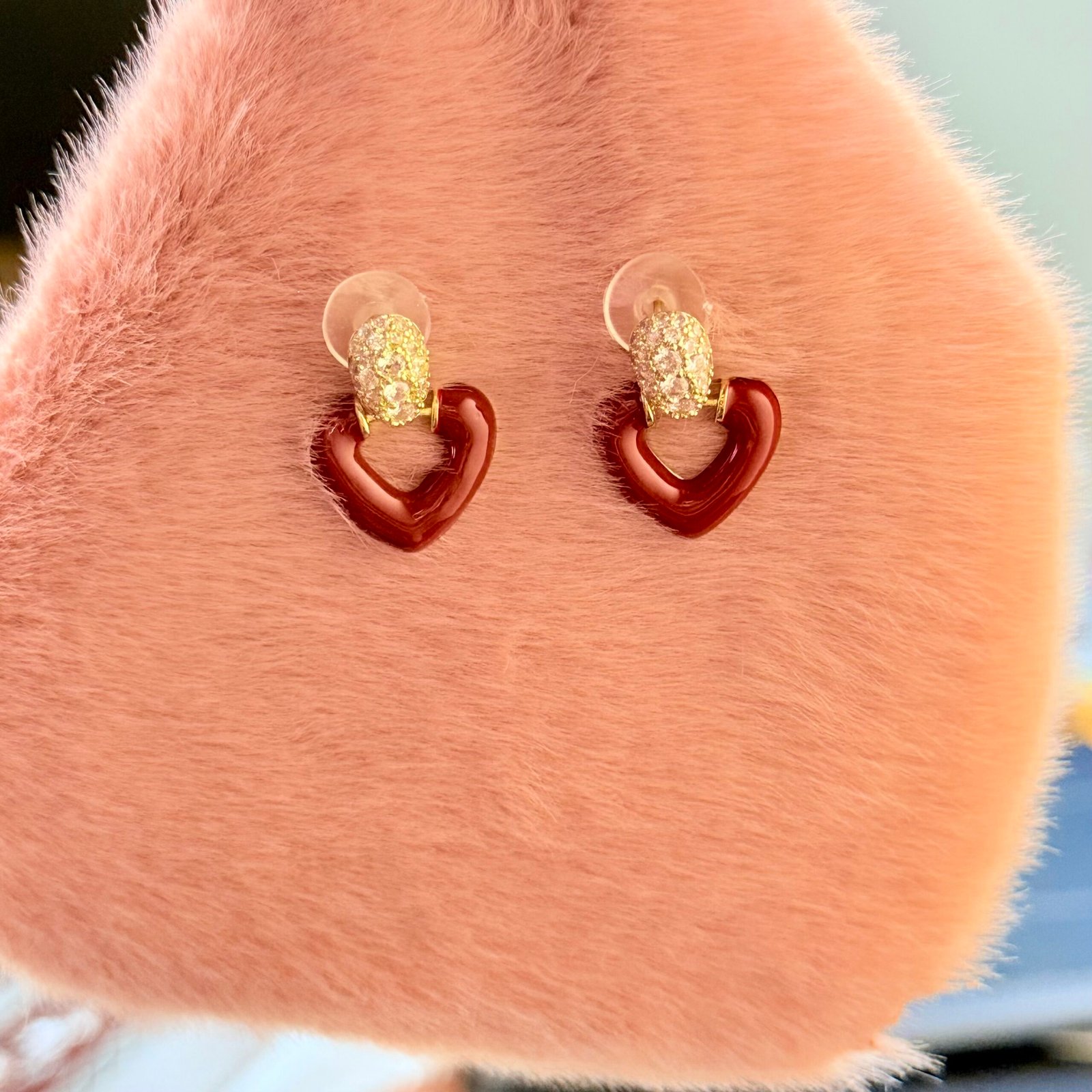 Ruby Heart Charm Studs - Image 5