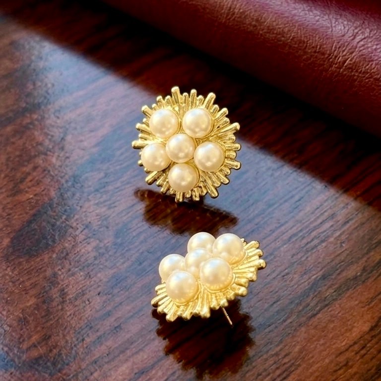 Pearl Bloom Stud Earrings - Image 2