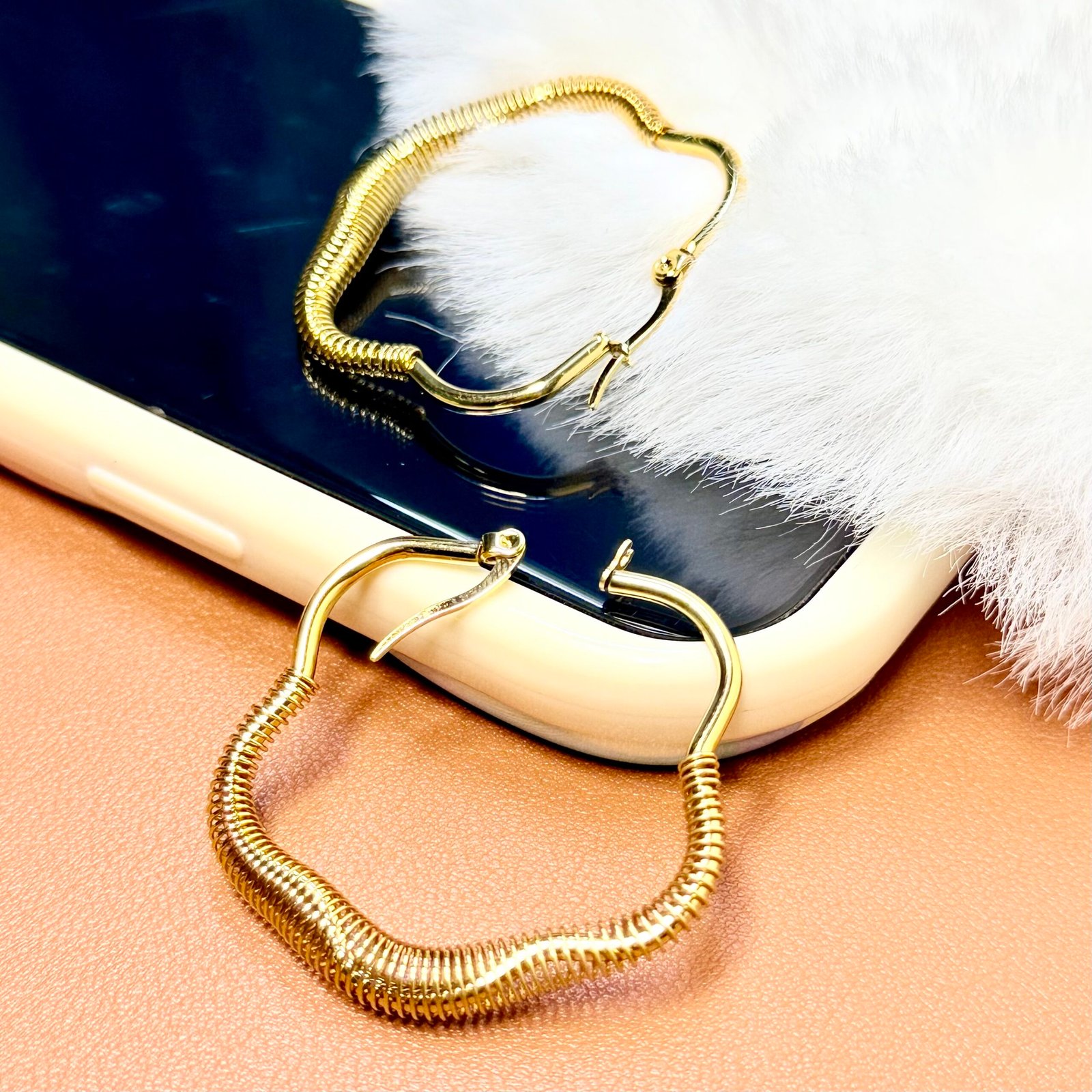 Chic Textured Spring-Style Gold Hoops) - Image 3