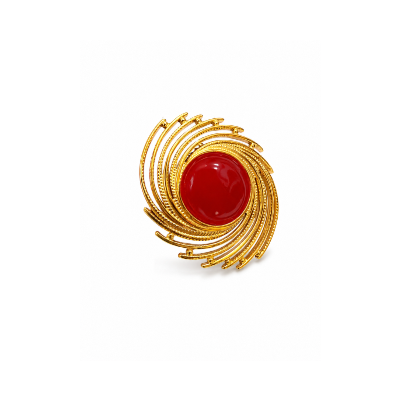Gold Plated Red Stone Designer Ring