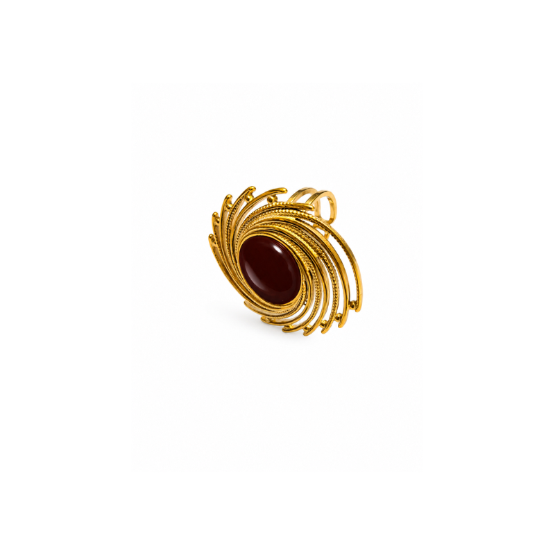 Gold Plated Red Stone Designer Ring - Image 2