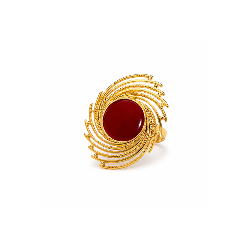 Gold Plated Red Stone Designer Ring - Image 3