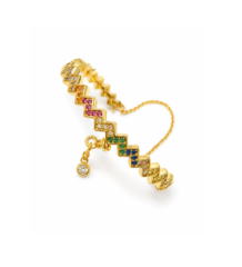 Multicolor zigzag gold-tone chain bracelet for women