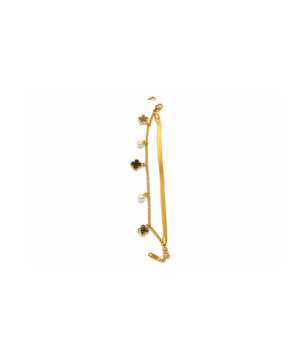 Gold-tone floral pearl bracelet for women