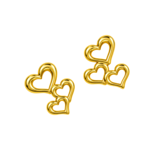 Gold-tone triple heart earrings for women
