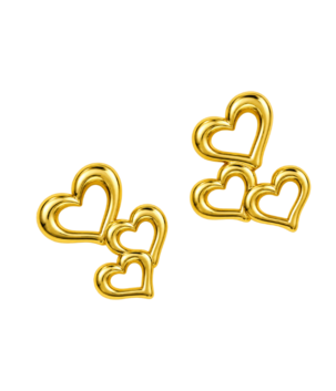 Gold-tone triple heart earrings for women
