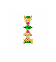 Green and pink crystal gold-tone earrings for women