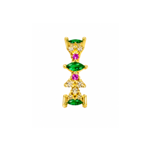 Green and pink crystal gold-tone earrings for women