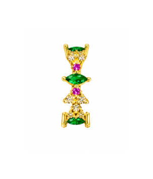 Green and pink crystal gold-tone earrings for women