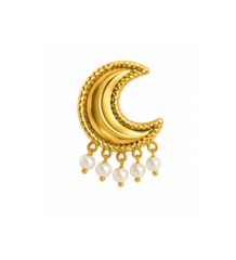 Golden crescent moon pearl drop earrings for women