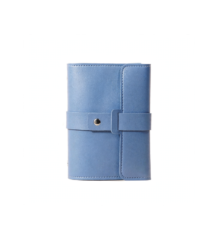 blue luxury 4 layer earrings storage book closed view - portable jewellery organizer pouch for women