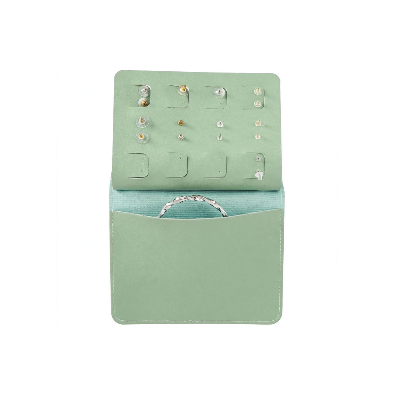 Luxury 4-Layer Earrings & Jewelry Storage Roll Pouch - Portable Travel Organizer for Studs, Bracelets & Rings - Image 3