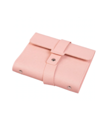 Pink luxury 4-layer jewelry organizer pouch with snap closure for travel