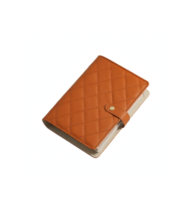 Caramel brown quilted jewelry travel book organizer closed with snap closure