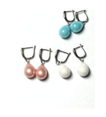 Blue teardrop pearl drop earrings for women