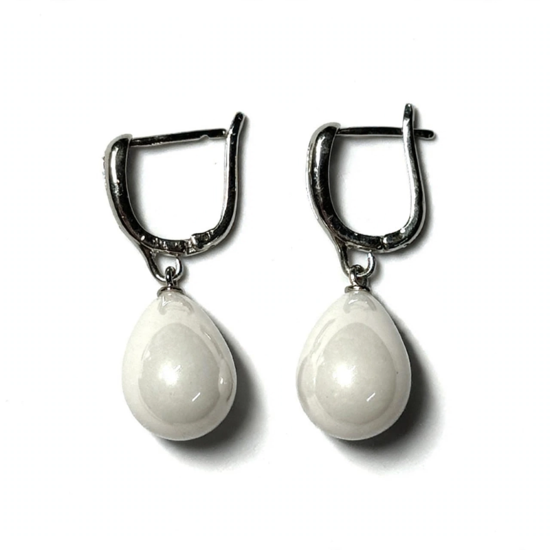 Ocean Blue Teardrop Pearl Drop Earrings for Women & Girls - Image 4