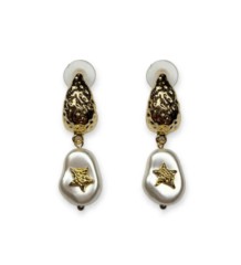 Blue teardrop pearl drop earrings for women with silver lever back hoop - lightweight daily wear faux pearl earrings under 199
