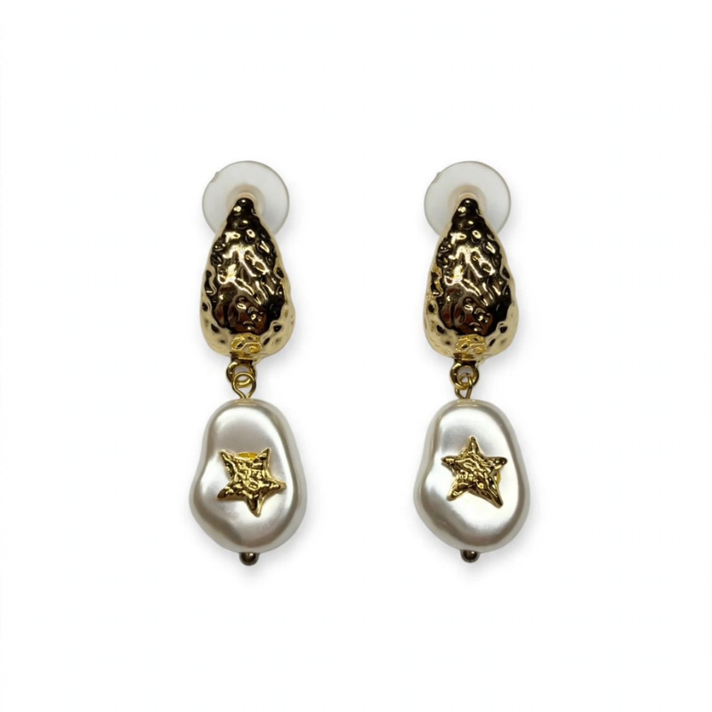 Blue teardrop pearl drop earrings for women with silver lever back hoop - lightweight daily wear faux pearl earrings under 199