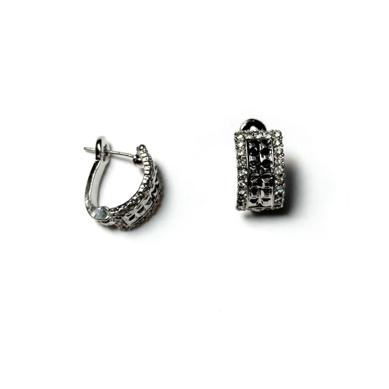silver diamond j bali earrings for women small huggie hoop bali earrings with white AD crystals silver plated lever back earrings under 159