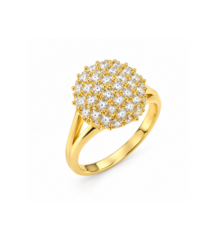 Golden round crystal statement ring for women