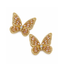 Gold butterfly crystal earrings for women