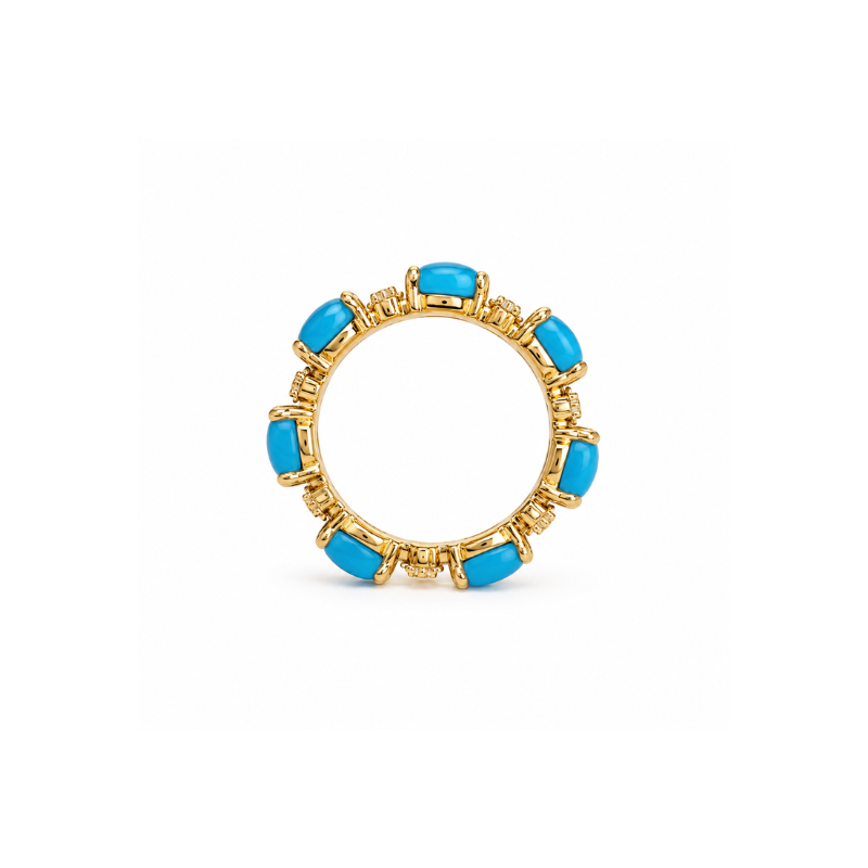 Blue stone gold-tone statement ring for women