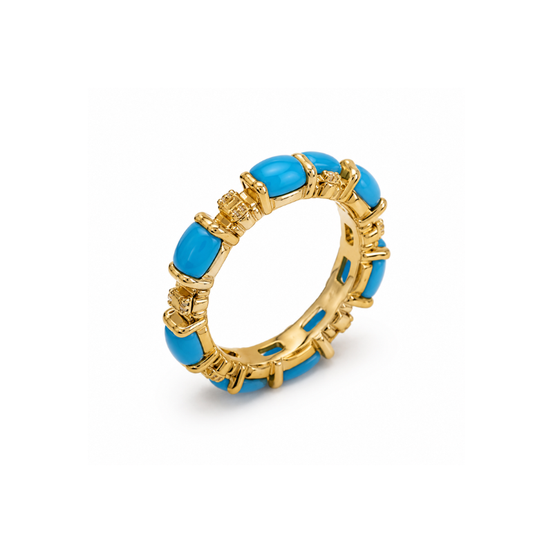 Blue Stone Gold-Tone Statement Ring for Women - Image 2