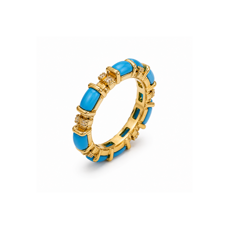 Blue Stone Gold-Tone Statement Ring for Women - Image 3