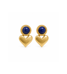 Gold heart blue stone earrings for women