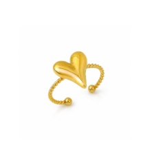 Golden heart-shaped adjustable twist ring for women