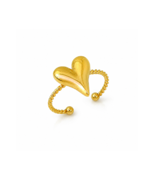 Golden heart-shaped adjustable twist ring for women