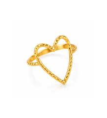 Golden heart open design ring for women