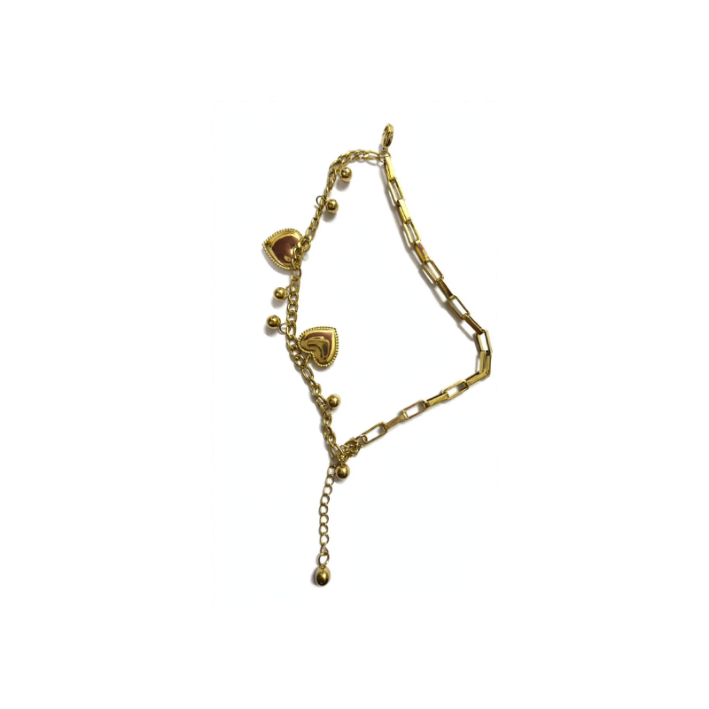 Gold-Tone Heart Charm Link Bracelet for Women - Image 3