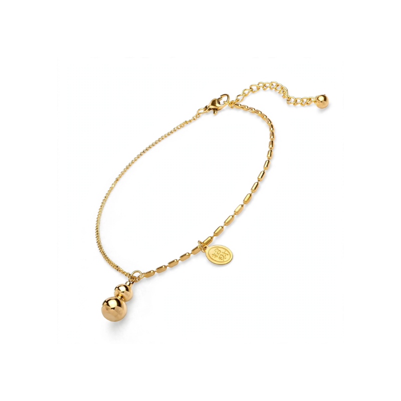 Gold Plated Gourd Charm Adjustable Bracelet - Image 2