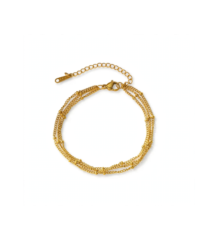 gold triple layer beaded chain bracelet for women adjustable layered bracelet under 199