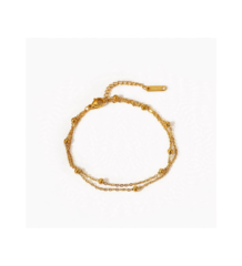 gold double layer ball beads bracelet for women adjustable gold beaded bracelet under 199