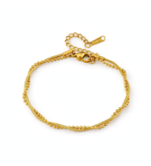 gold double layer twisted snake chain satellite beads bracelet for women adjustable gold bracelet under 249