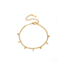 gold ball and crystal dangler charm bracelet for women cuban chain adjustable bracelet under 199