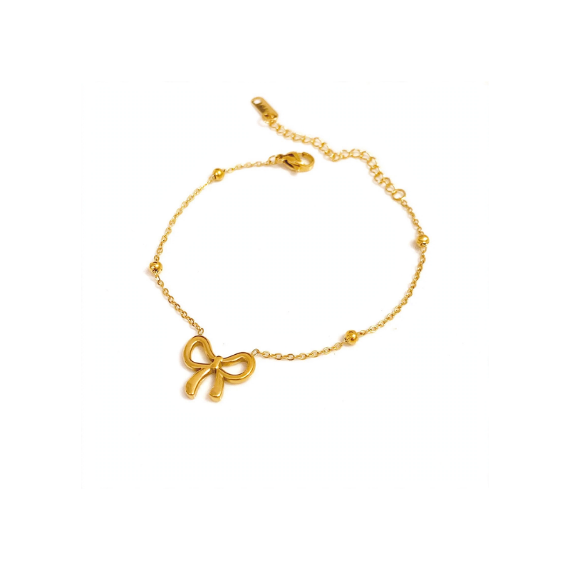 Gold Plated Bow Charm Chain Bracelet - Image 3