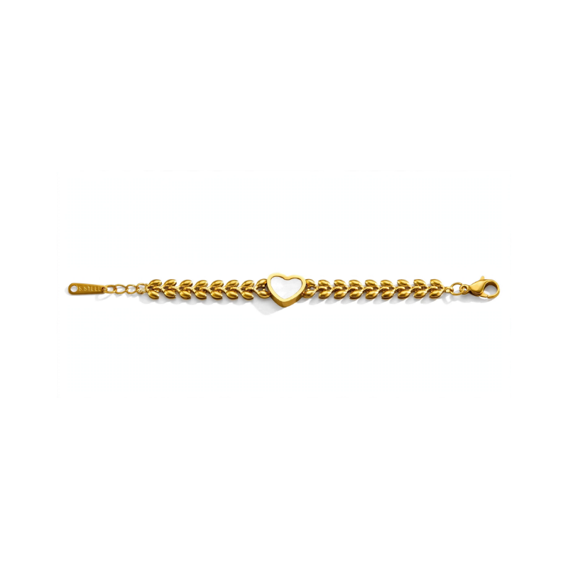 Gold Plated Leaf Heart Bracelet for Women - - Image 3