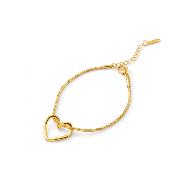 Elegant Gold-Tone Heart Charm Bracelet - Image 2