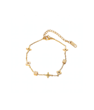 Golden floral charm bracelet for women