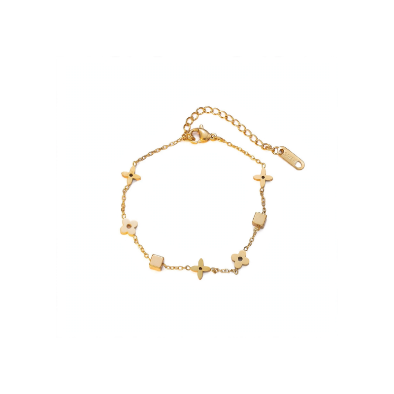 Golden floral charm bracelet for women