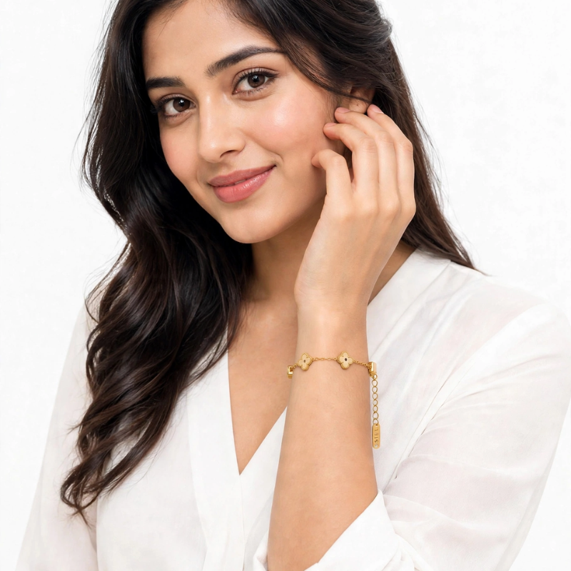 Golden Floral Charm Bracelet - Image 4