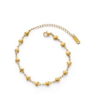 Gold plated heart link bracelet for women