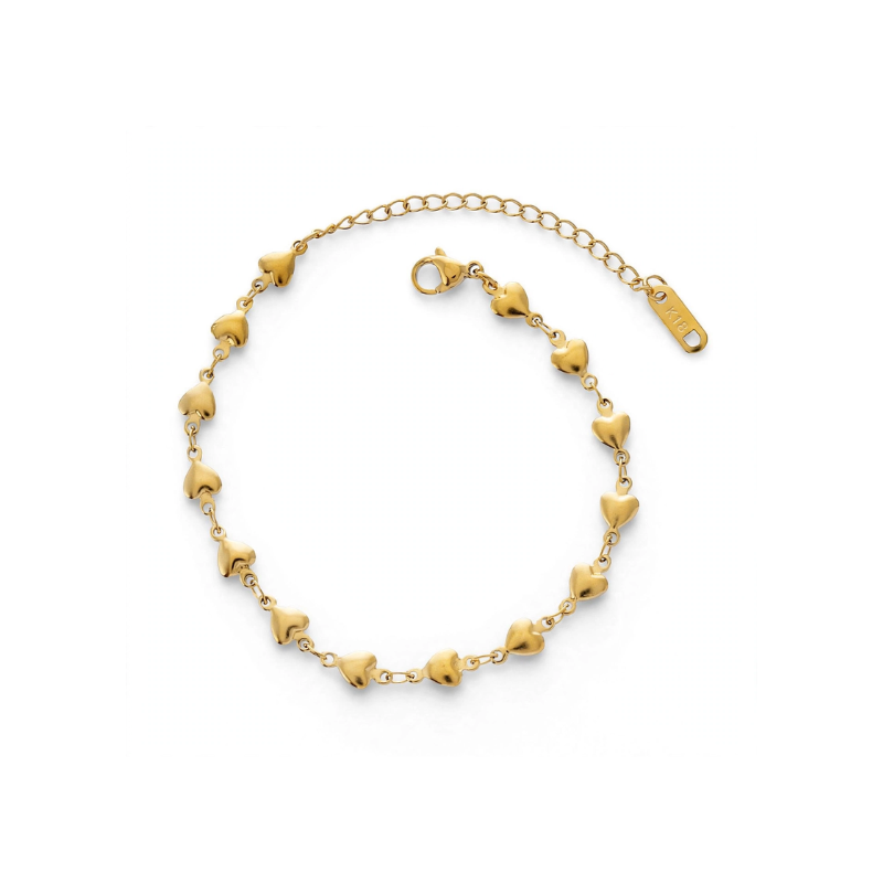 Gold plated heart link bracelet for women