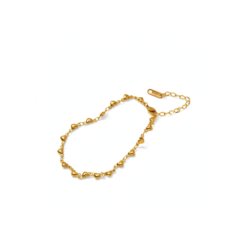Gold plated heart link bracelet for women