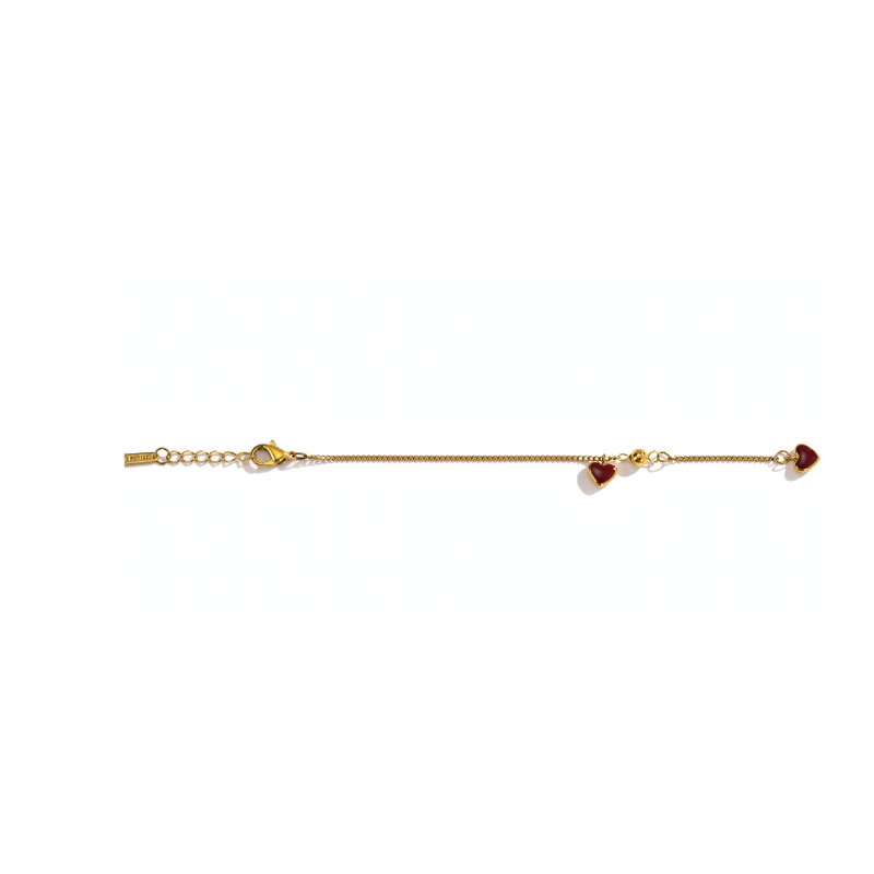 Red Heart Charm Gold-Tone Bracelet for Women - Image 3