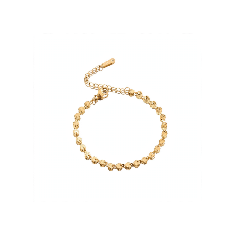 Gold-Tone Textured Sunburst Disc Bracelet - Image 2